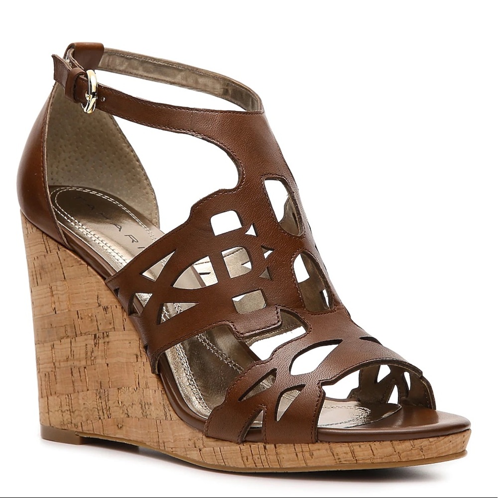 NEW Tahari Wayne Wedge Sandals 7.5 Brown